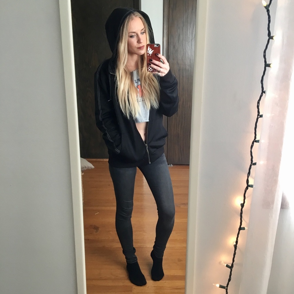 Black Armani Exchange Zip Up Hoodie